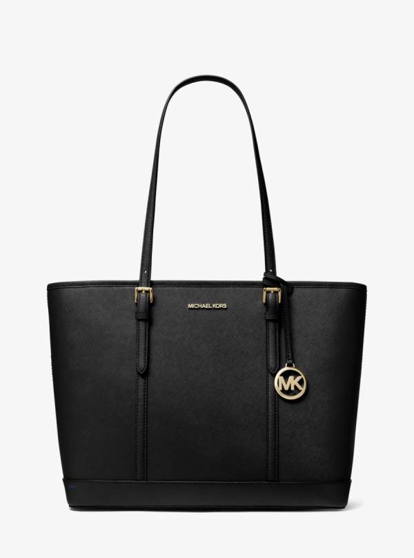 Damske Prenosná Taška Michael Kors Jet Set Travel Large Saffiano Leather Čierne - Kabelky Michael Kors Akcia | ZVKGL-0653